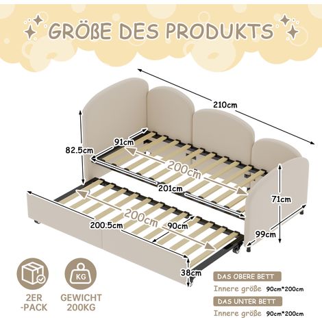 Canapé convertible gigogne matelas 90x190 cm, tiroirs de rangement intégrés, velours doux rembourré, design moderne pour chambre enfant salon