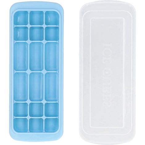 Blaue Mehrzweck-Eiswürfelform aus Silikon mit Deckel, rechteckige Eiswürfelform für Kuchen und Sushi (1/5)