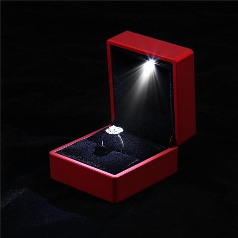 Boîte à Bague en Plastique Bague Rouge Coque Écrin Cadeau Coffret Cadeau Organisateur LED (1/4)