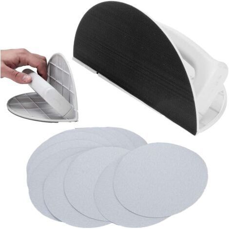 Ponceuse d'angle semi-circulaire multifonctionnelle, ponceuse manuelle professionnelle avec papier de verre remplaçable, outil de ponçage pour bois et murs (1/5)