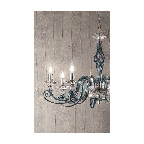 LAMPADARIO 1306 12 LUCI OTTANIO E CROMO ATTACCO E14 D.100CM