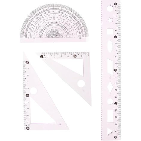 Kit de dessin pour étudiants : 3 règles mesure en plastique, un (1/5)