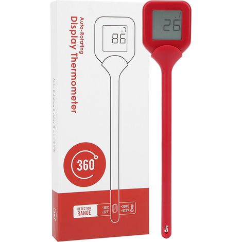 Thermomètre numérique rotatif à 360 degrés pour grillades, accessoire de cuisine rouge - AquaForge (1/5)