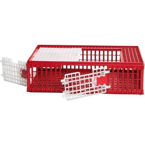 Jaula de Transporte de Polietileno para Aves, Ganado y Agricultura  Apilable  Desmontable  95x57x29 cm  Con 3 Puertas