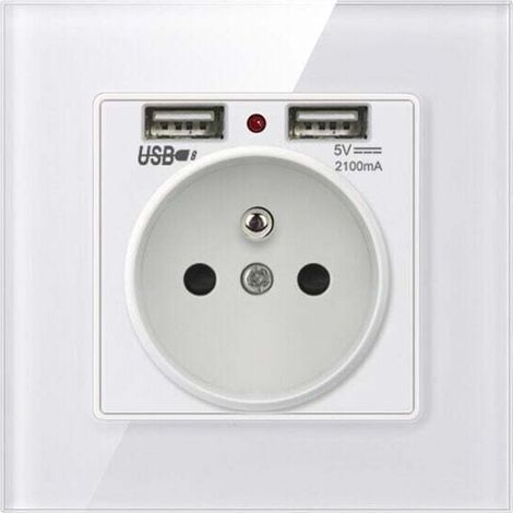 UlisemPrise Murale, Prise Electrique Murale avec Double USB - Chargeur pour iPhone/Android(1 pcs) (1/4)