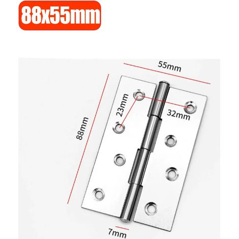 (88 x 55 mm - 10 pièces) Charnières en acier inoxydable pour portes de meubles, placards, fenêtres, boîtes en bois, tiroirs et autres meubles. Quincaillerie et outils inclus. (1/5)