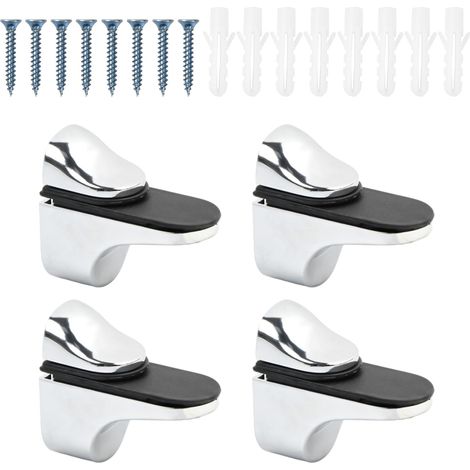 4 Pièces Support de Tablette en Verre Réglable, Support de Tablette en Verre Réglable avec Vis, Pince en Verre à Fixation Murale pour Etagère de 3-21 mm D'épaisseur (1/5)