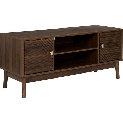 Meuble TV 2 portes et 2 niches effet noyer TIFFANY (1/5)
