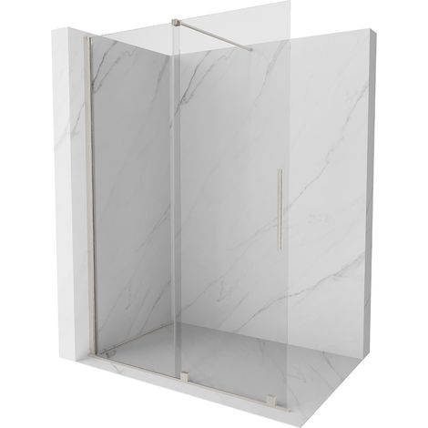 Mexen Velar Duschwand Schiebetür Walk-in 140 x 200 cm, transparent 8 mm, gebürsteter Nickel - 871-140-000-03-97 (1/5)