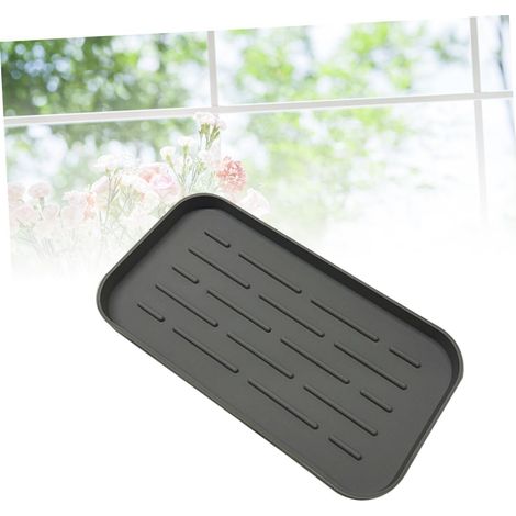Tapis de Drainage Silicone Épais pour Évier Tapis Séchage Cuisine avec Rainures Profondes Support Rangement pour Accessoires Évier Antidérapant et Facile à Nettoyer Gris (1/4)