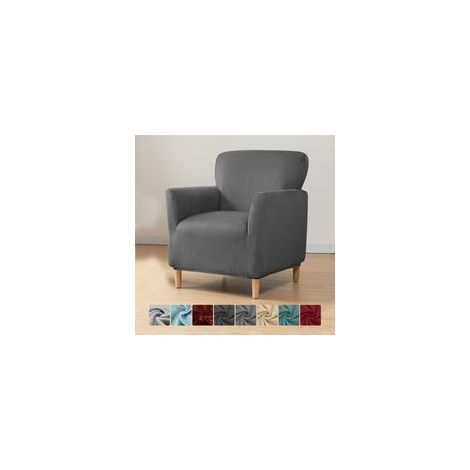 Housse de Canapé Gris Extensible Protection Universelle 1 Place avec Accoudoirs, Antidérapante, Confort et Pratique