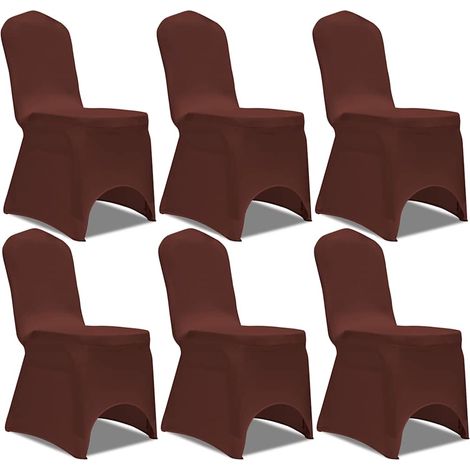 vidaXL Housse de chaise extensible 6 pcs marron (1/5)