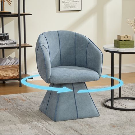 Fauteuil individuel pivotant en chenille bleue avec dossier haut et design ergonomique (1/5)