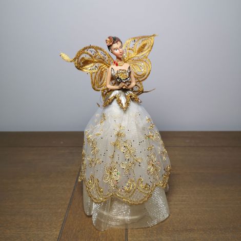 Fabric Angel Christmas Tree Topper - 23 cm - Gold