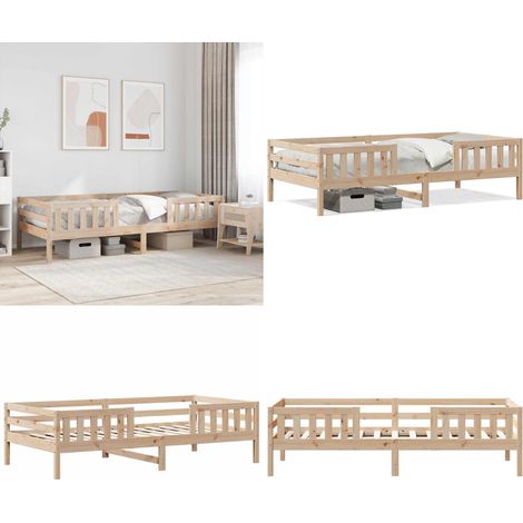 Estructura de cama sin colchón madera maciza de pino 90x190 cm - Estructura de cama - Cama sin colchón