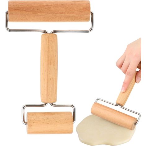 Rouleaux à Pâtisserie en Bois, Rouleau à Pâte Outil, Rouleau Pâtisserie Bois Forme T Ustensiles Cuisine Maison pour Etaler Les Pizzas, Biscuits, Fondants, Pâtes (1/5)