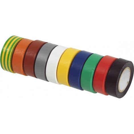 KS TOOLS Lot de 10 rubans d'isolation multicolore en PVC - 141.6010 (1/5)