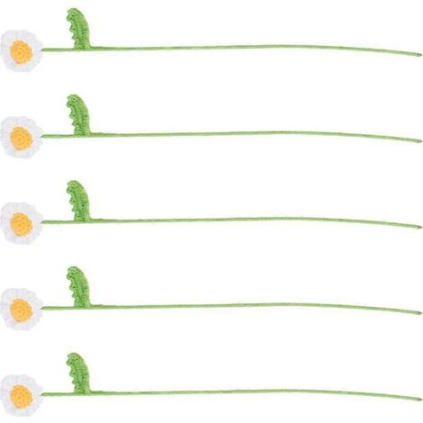 Lot de 5 fleurs artificielles de camomille au crochet, fleurs tricotées pour mariage (1/4)