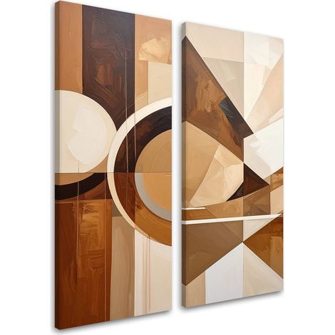 Set de tableaux sur toile  Abstraction géométrique beige 2 x 60x120 (1/4)