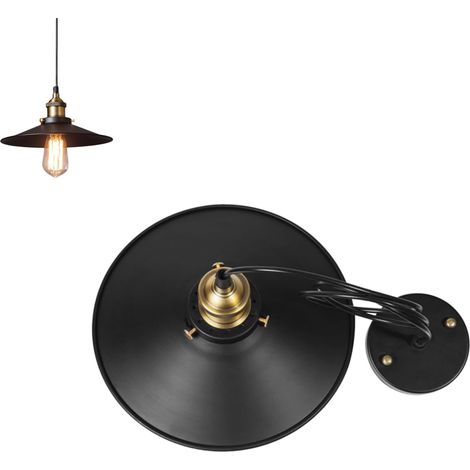 Suspension Plafond Retro Noir Metal Industriel Design Edison Vintage Luminaire Lustre Exterieur Abat-Jour Personnalite Lustre Comptoir De Bar Pour Salon Salle a Manger Bar (30 Cm Sans (1/5)