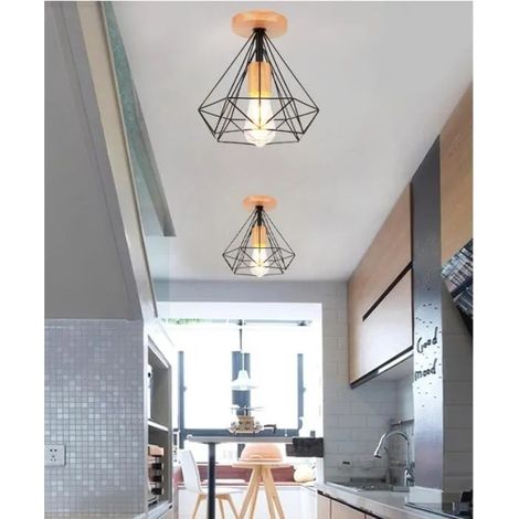U-do Lot de 2 Plafonnier en Cage Diamant Vintage Lampe Plafonnier Vintage Industrielle Style Edison pour Salon Chambre (1/4)