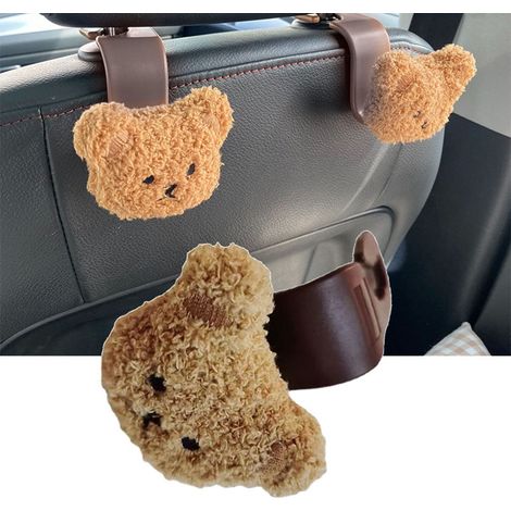 Grizzlybär-Autositzhaken, einfache Befestigung, Plüschtier aus Kunststoff, Kopfstützenbefestigung, Taschen-/Flaschenhalter, 2er-Pack (1/5)