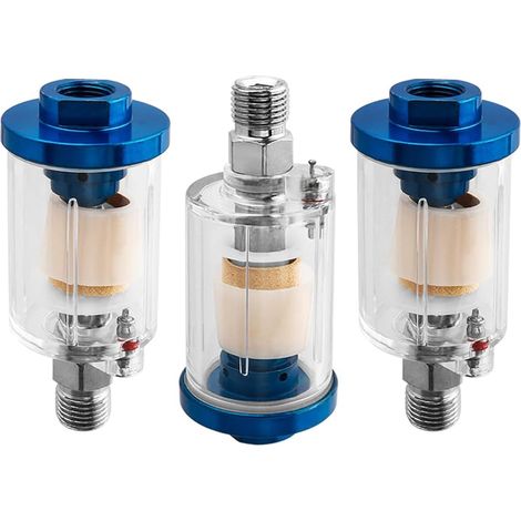 Filtro separatore olio-acqua da 1/4" per compressore d'aria - Filtro aria compressa con spurgo manuale - Compatibile con pistole per verniciatura e utensili pneumatici