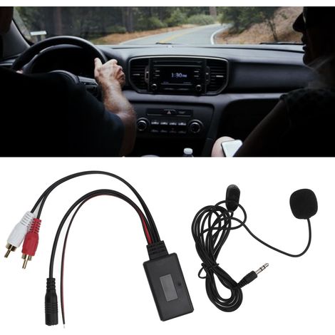 Adaptateur Bluetooth RCA AUX pour voiture, microphone mains libres sans fil avec 2 ports RCA pour stéréo et 2 entrées audio auxiliaires RCA. (1/5)