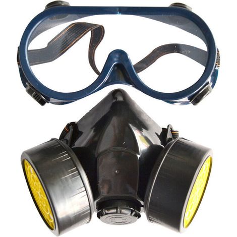 Masque de protection respiratoire réutilisable – Double filtration 97% – Lunettes de protection incluses – Pour peinture et travaux mécaniques (1/5)