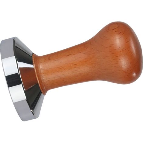 Tasseur à café ergonomique de 58 mm en acier avec manche en bois, pour café moulu. (1/5)