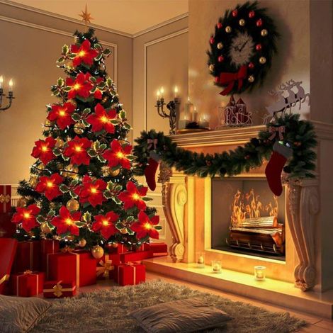 Couronne De Noël - Guirlande LED En Velours Et Tissu Non Tissé - Pour Décoration Intérieure Et Extérieure - 3 M - 20 Lumières (1/5)