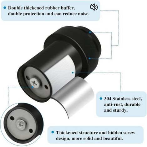 Butée De Porte - Acier Inoxydable 304 - Diamètre 64 mm - Pour Protection Murale Et Plinthe - Lot De 2 (1/4)