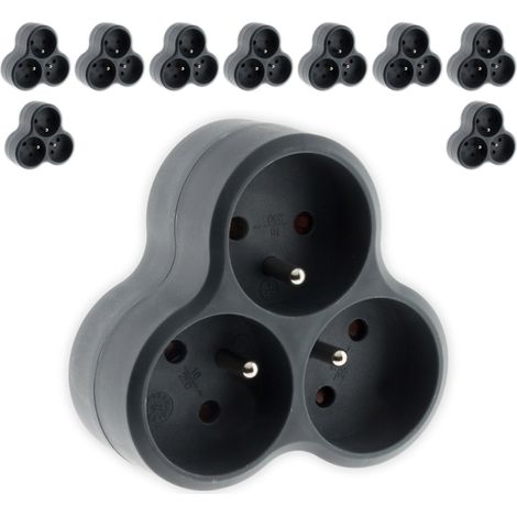 Lot de 10 multiprises triplites triangulaires 16A - noir - Zenitech