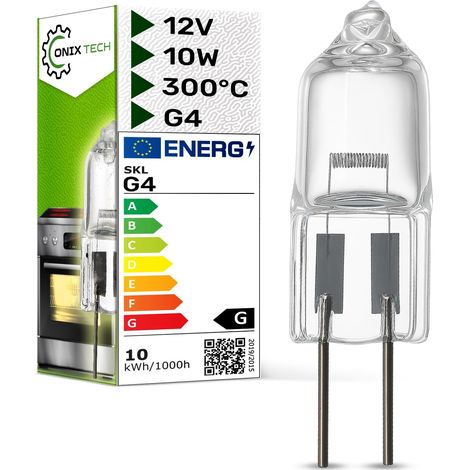 Ampoule Halogène G4 12V 10W - Lot de 2 - Verre Haute Température - Résistance 300°C pour Hotte Cuisine - Compatible Bosch Siemens - Dimensions 31x9mm (1/5)