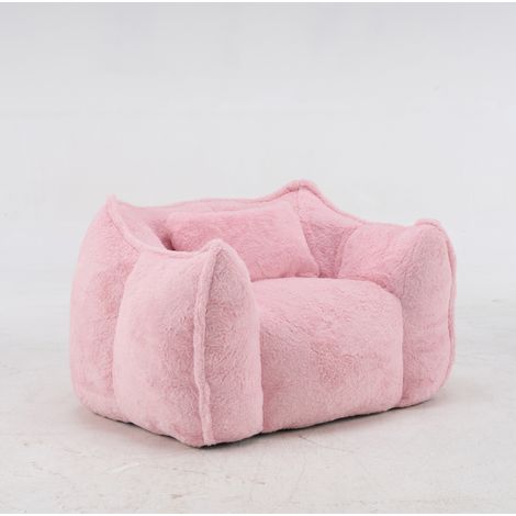 Poltrona sacco gigante rosa 123x97x73 cm in tessuto peluche con cuscino - CHICFURN (1/5)