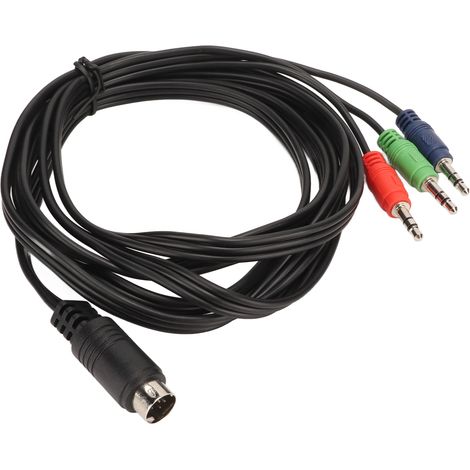 Câble adaptateur audio Mini DIN vers 3 prises CC 3,5 mm à 9 broches, prêt à l'emploi, pour haut-parleur, amplificateur et instrument de musique. (1/4)