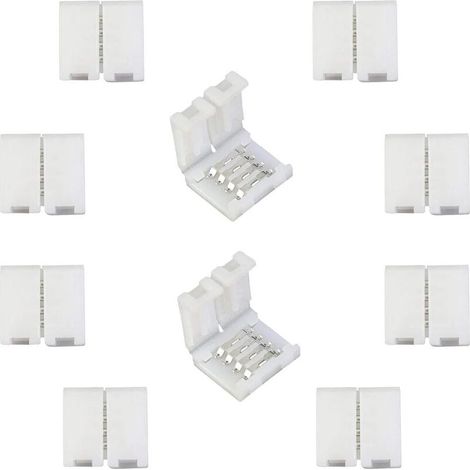 RGB 5050 Connecteur de Ruban LED Connecteur Rapides de Bande LED à 4 Broches pour Strip LED SMD 5050 RGB imperméable et Non-imperméable de 10mm de Large, Soudage Gratuit (10pcs) [Classe énergétique A+