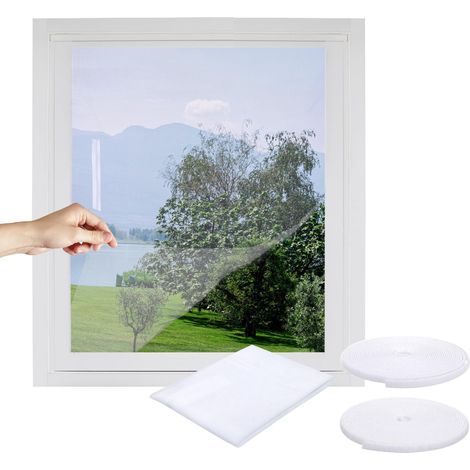 Moustiquaire Fenêtre Scratch 1pcs, 150×180cm Moustiquaire Découpable Universelle en Maille Fine Anti-Moustique avec Bande Adhésive crochet + boucle (1/5)