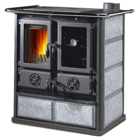 Stufa a Legna Nordica Rosetta 5.0 con Piano in Pietra Naturale, Potenza 7,9 kW per Cucina e Riscaldamento (1/2)