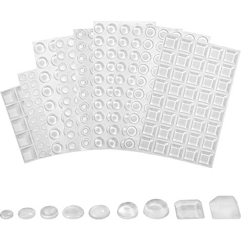 Butées de Protection en Caoutchouc, Patin Silicone Transparent Tampon Caoutchouc,Transparente Pieds Adhésifs,Patin Antiderapant Silicone Antibruit Pieds Adhésifs pour porte,tiroirs (1/2)