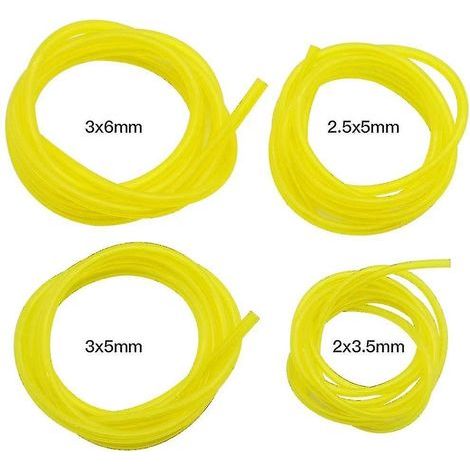 4 Stück Benzinschläuche, Länge 1,5 m, universeller Kraftstoffschlauch, transparent gelb, für Gartengeräte wie Laubbläser, Trimmer, Kettensägen und Rasenmäher. (1/5)