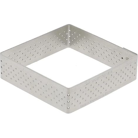 De Buyer - Cornice per torta quadrato perforato, bordo dritto, in acciaio inox 15 cm (1/4)