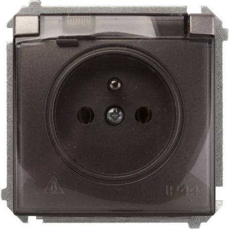 Presa Simon Basic resistente agli spruzzi d'acqua con/con IP44 con sportello antifumo, acciaio inox BMGZ1B.01/21a