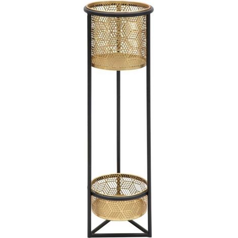 Porta vasi doppio color oro struttura in metallo per interni (1/5)