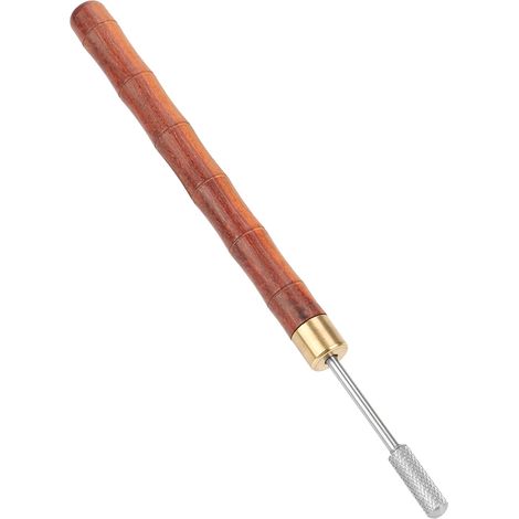 Rouleau à huile en acier inoxydable pour cuir avec poignée en bois de santal, outil de finition pour ceintures en cuir et projets DIY. (1/5)