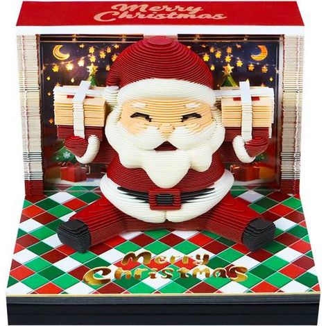 Kalender 2027 mit 3D-Haftnotizen, beleuchteter Tischkalender mit LED-Licht, weihnachtliches Design, künstlerischer Kalender, 3D-Papierskulptur, Geschenk für Kollegen/Freunde, Bürodekoration (A) (1/5)