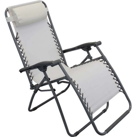 Klappbarer liegestuhl aus anthrazitfarbigem stahl und gewebe mod. comfort beige (1/3)