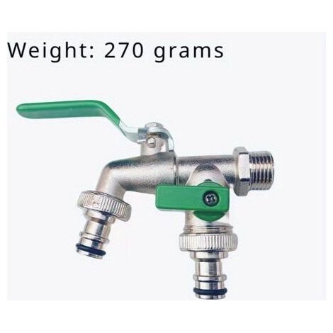 Robinet Extérieur Double Sortie en Alliage de Zinc – Entrée 3/4", Double Sortie 1", Filetage Universel avec Raccord Rapide pour Irrigation de Jardin