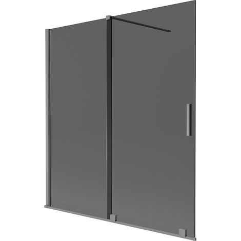 Mexen Velar pantalla de ducha de 2 paneles deslizantes 150 x 150 cm, grafito, metal negro - 896-150-000-41-95 (1/2)