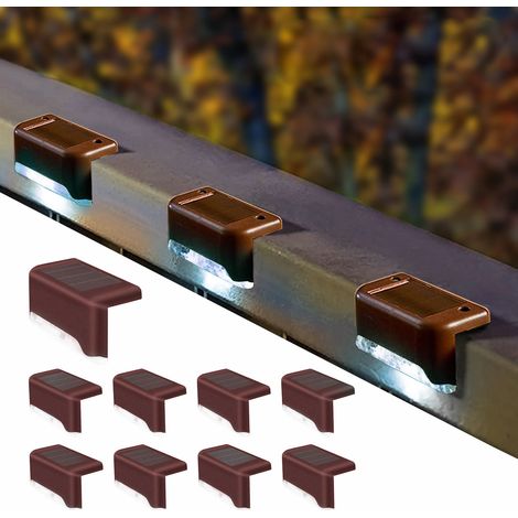 Éclairage solaire extérieur sans fil professionnel (8 pièces) Coque marron Couvercle transparent lumière blanche-AquaForge (1/4)